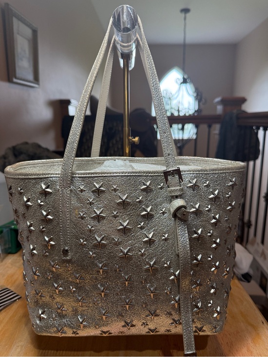 Jimmy Choo Handbags - Jimmy Choo Silver Star-Studded Shoulder Tote